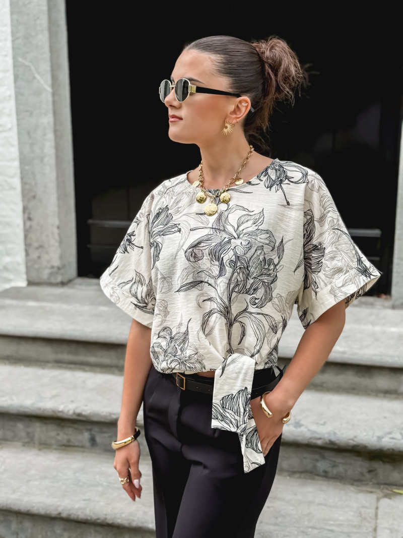 Blous à motifs Victoriana - Ecru