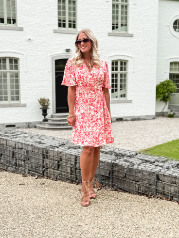 Robe courte à motifs Mylana - Rose/Rouge