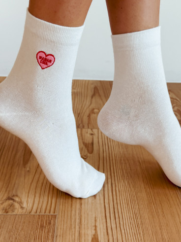 Chaussettes "Maman Cool" - Blanc