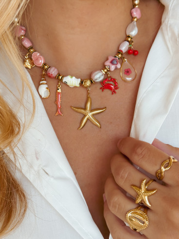 Collier Nungwi - Doré/Rose