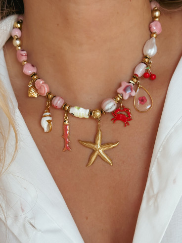 Collier Nungwi - Doré/Rose
