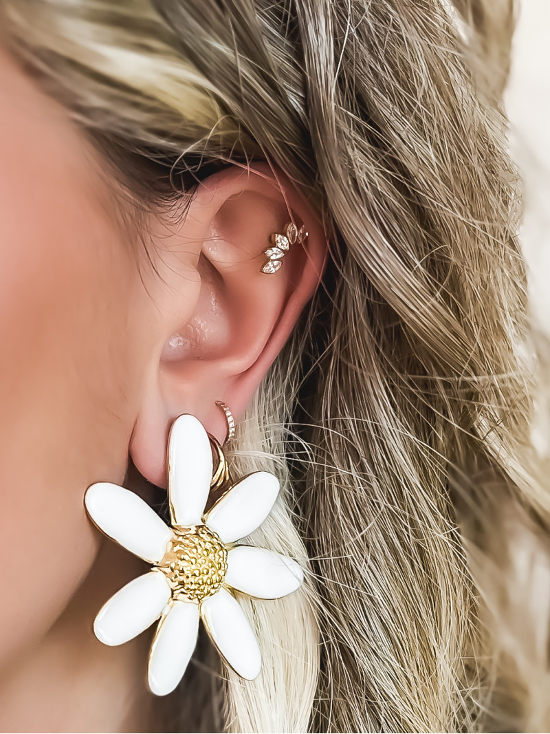 Boucles d'oreilles bloemen - Blanc