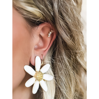 Boucles d'oreilles bloemen - Blanc