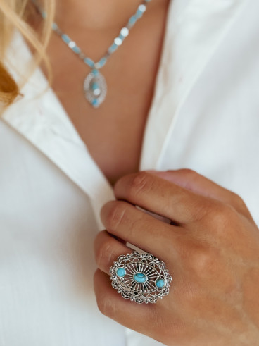 Bague Zoé - Argent/Turquoise