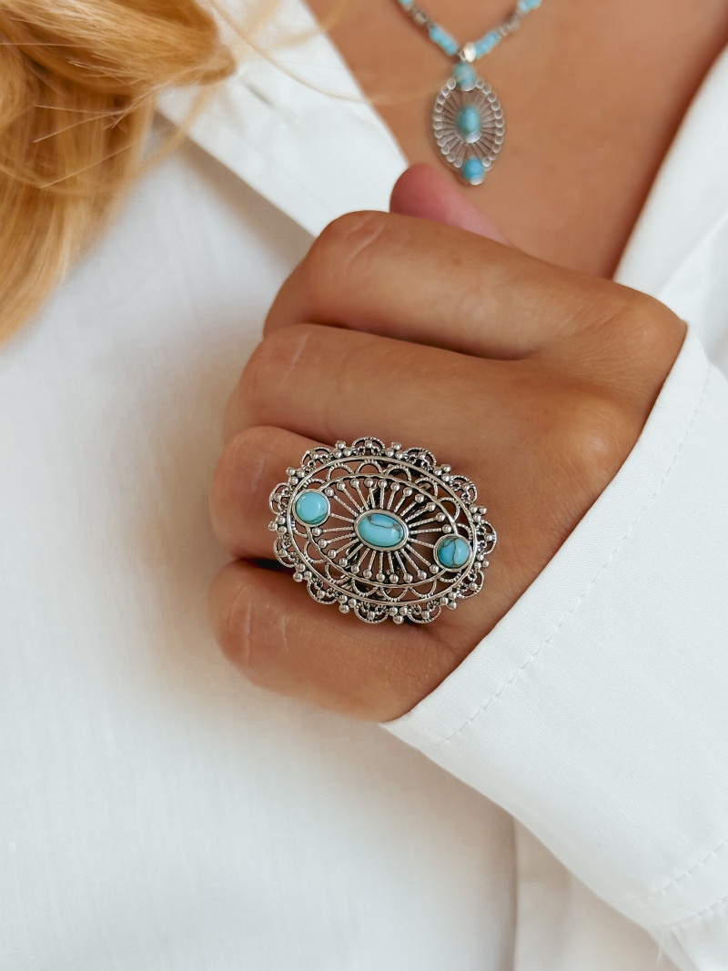 Bague Zoé - Argent/Turquoise