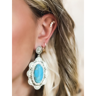 Boucles d'oreilles Grazia - Argenté/Turquoise