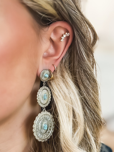 Boucles d'oreilles Irma - Argenté/Turquoise