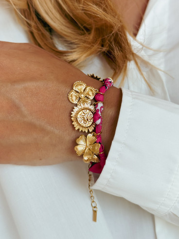 Bracelet  Mériades - Fuchsia/Doré