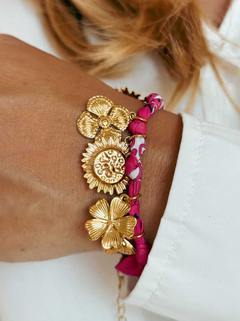 Bracelet  Mériades - Fuchsia/Doré