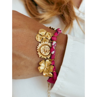 Bracelet Loubna - Fuchsia/Doré