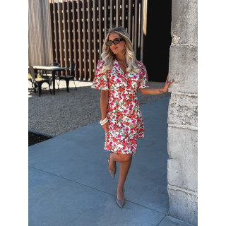 Robe courte à fleurs Viviana - Fuchsia