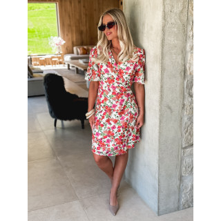 Robe courte à fleurs Viviana - Fuchsia