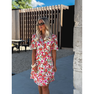 Robe courte à fleurs Viviana - Fuchsia