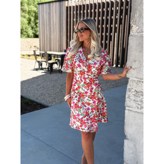 Robe courte à fleurs Viviana - Fuchsia