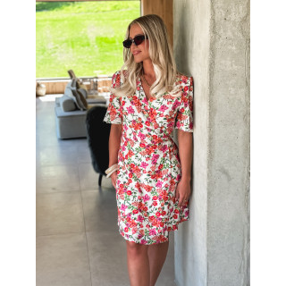 Robe courte à fleurs Viviana - Fuchsia