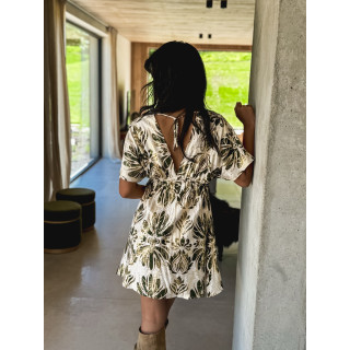 Robe courte à motifs Nova - Beige/Kaki