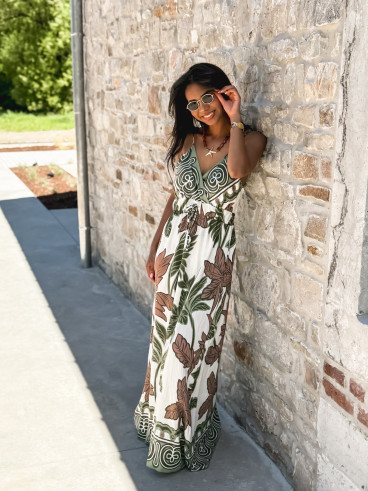 Robe longue à motifs Assia - Vert