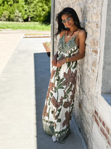 Robe longue à motifs Assia - Vert