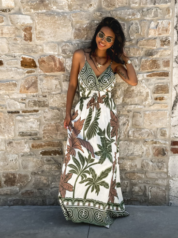 Robe longue à motifs Assia - Vert