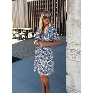 Robe courte à motifs Heliane - Blanc/Bleu