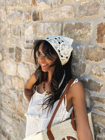 Bandana en crochet Adaline - Beige