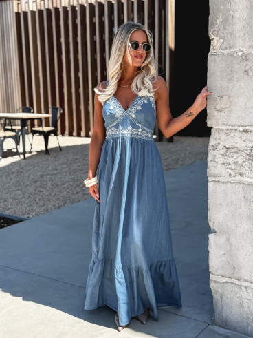 Robe longue Alina - Bleu jeans