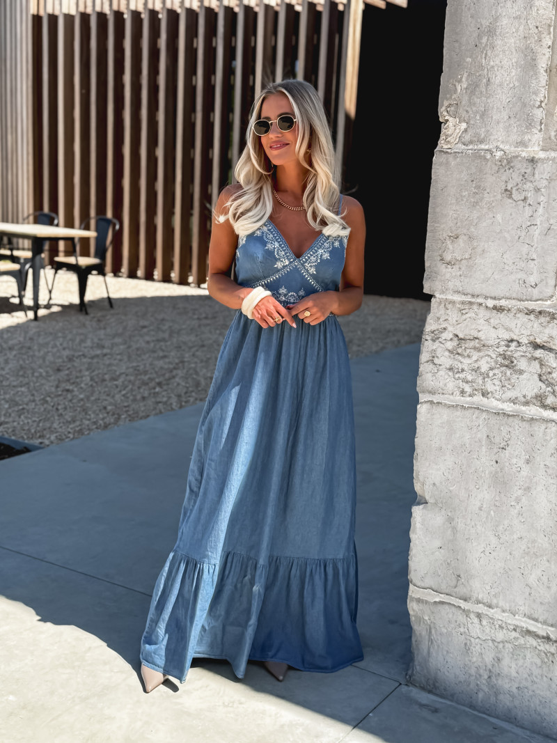 Robe longue Alina - Bleu jeans