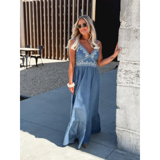 Robe longue Alina - Bleu jeans