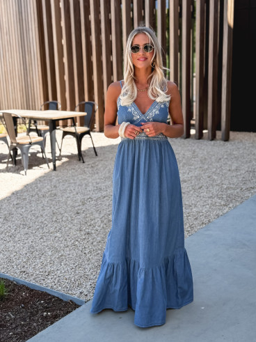 Robe longue Alina - Bleu jeans