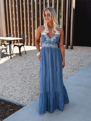 Robe longue Alina - Bleu jeans