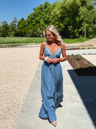 Robe longue Alina - Bleu jeans