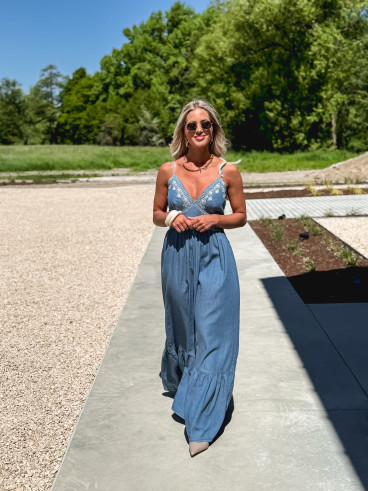 Robe longue Alina - Bleu jeans