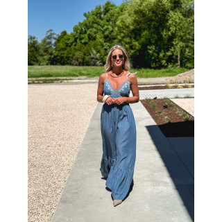 Robe longue Alina - Bleu jeans