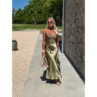 Robe longue satinée Madilyn - Kaki