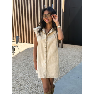 Robe courte en jeans Léonia - Beige