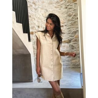 Robe courte en jeans Léonia - Beige