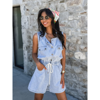 Combinaison short en jeans Nevea - Bleu jeans