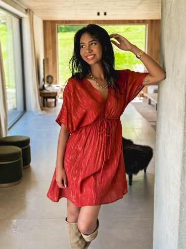 Robe courte Verra - Brique/Doré