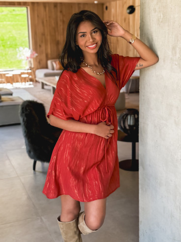 Robe courte Verra - Brique/Doré
