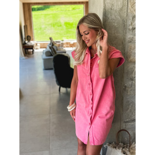 Robe courte en jeans Léonia - Fuchsia