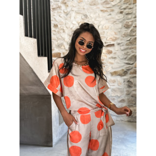 Blouse à motifs Evangelie - Beige/Orange