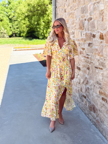 Robe longue à fleurs Adélaïs - Jaune