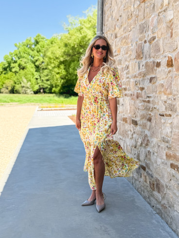 Robe longue à fleurs Adélaïs - Jaune