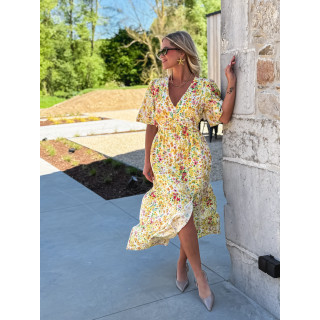 Robe longue à fleurs Adélaïs - Jaune