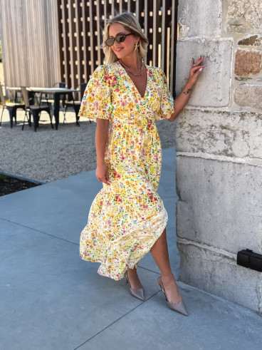 Robe longue à fleurs Adélaïs - Jaune