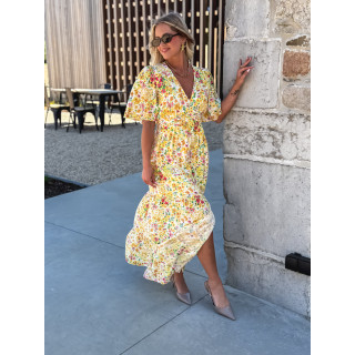 Robe longue à fleurs Adélaïs - Jaune