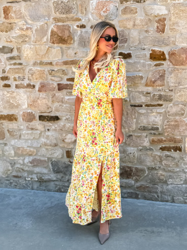 Robe longue à fleurs Adélaïs - Jaune