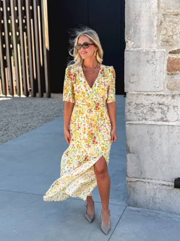 Robe longue à fleurs Adélaïs - Jaune