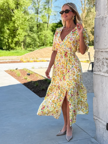 Robe longue à fleurs Adélaïs - Jaune