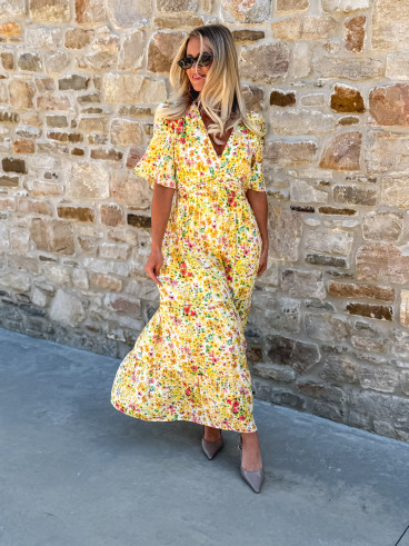 Robe longue à fleurs Adélaïs - Jaune
